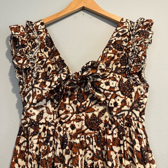 House of Harlow Floral Brown Maxi Boho Dress Lightweight Resortwear M - Picture 5 of 8